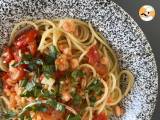 Recept Spaghetti med räkor och körsbärstomater, ett snabbt recept på en god förrätt