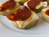 Recept Polenta crostini med scamorzaost och pepperoni