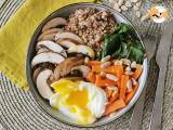 Recept Vegetarisk buddha bowl med bovete, grönsaker och pocherat ägg