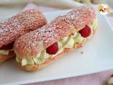 Recept Eclairs med pistagekräm och hallon