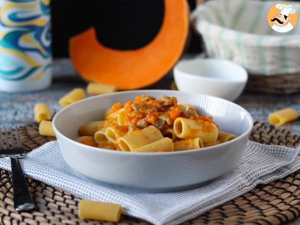 Recept Pasta med pumpa och korv