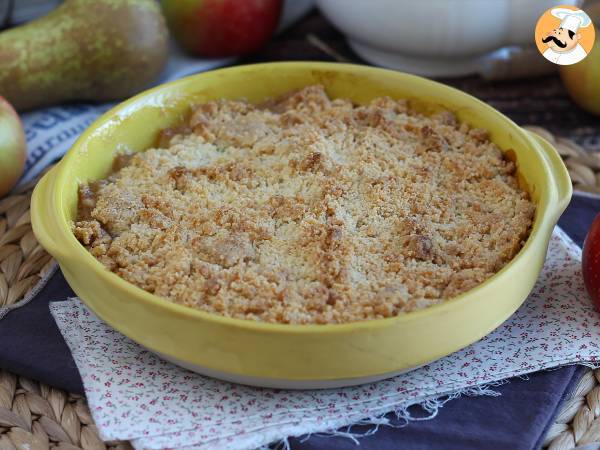 Recept Extra krispig och smältande äpple-päron-crumble