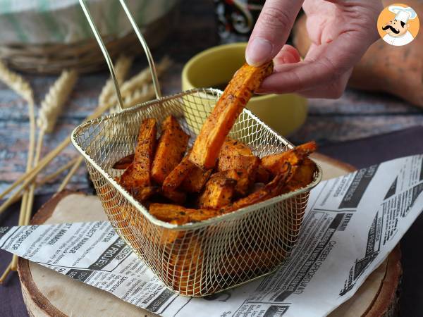 Recept Sötpotatispommes i air fryer för ett krispigt och segt resultat!