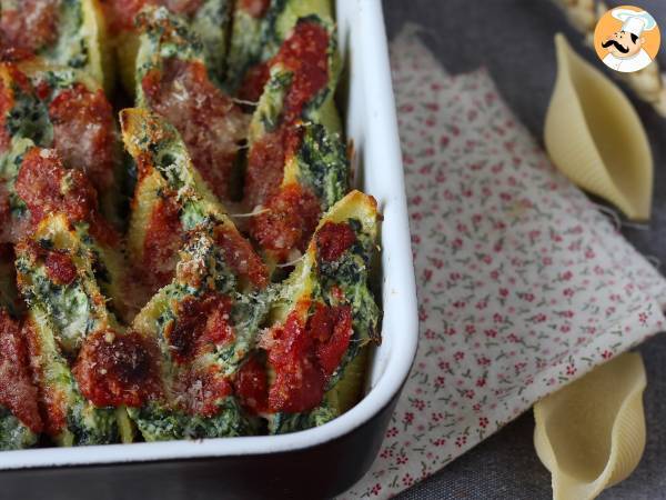 Conchiglioni fyllda med ricotta och spenat: en oemotståndlig bakad vegetarisk rätt - foto 4