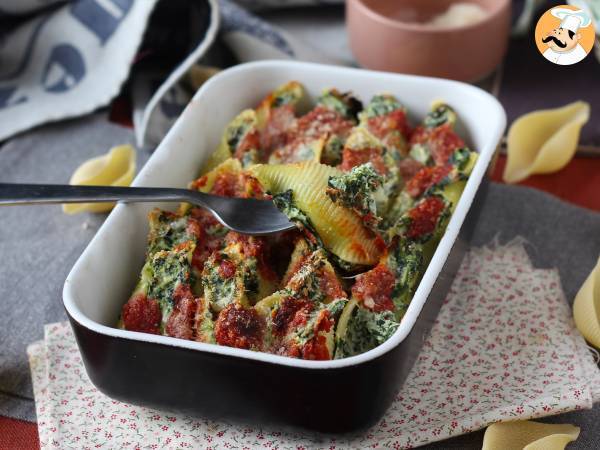 Conchiglioni fyllda med ricotta och spenat: en oemotståndlig bakad vegetarisk rätt - foto 7