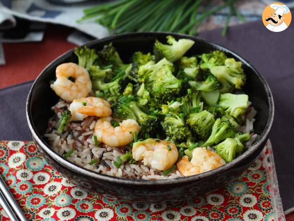 Fullkornsris med broccoli och räkor! Lätt och balanserad