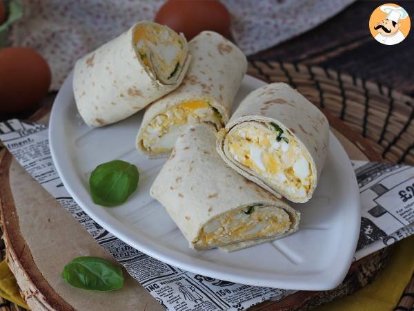 Mjuk och superproteinfylld wrap med ägg och fetaost