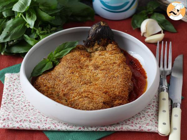 Panerad aubergine Milanese style men vegetarisk - Air Fryer matlagning - foto 3