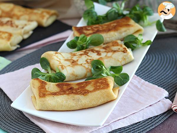 Pannkakor fyllda med béchamelsås, ost och skinka - foto 2