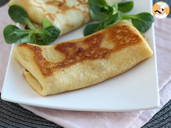 Pannkakor fyllda med béchamelsås, ost och skinka - foto 3