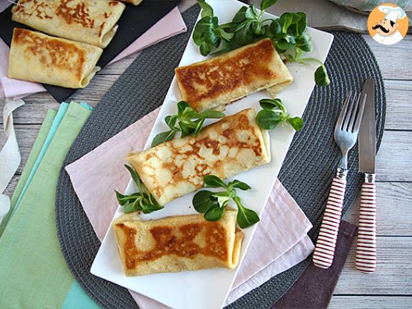 Pannkakor fyllda med béchamelsås, ost och skinka - foto 6