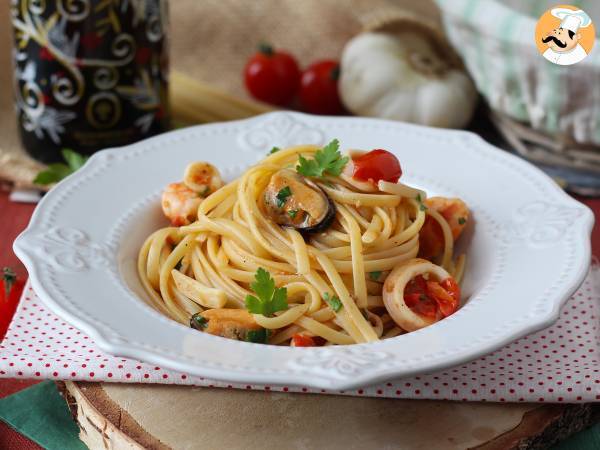 Pasta med frysta skaldjur, den välsmakande och mycket snabba första kursen - foto 6