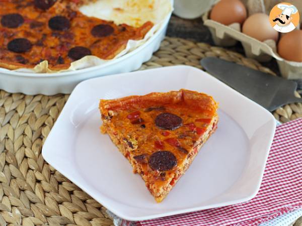 Quiche med paprika och chorizo