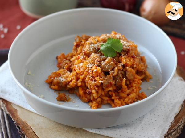 Risotto 'nduja och korv, en förrätt med intensiv smak - foto 3