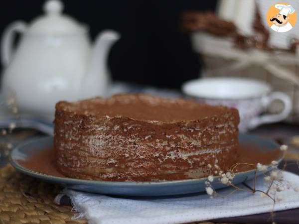 Tiramisu-liknande pannkakstårta med kaffe och kakao - foto 2