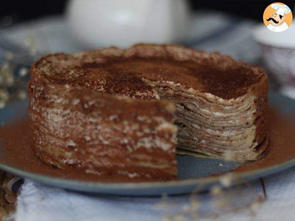 Tiramisu-liknande pannkakstårta med kaffe och kakao - foto 5